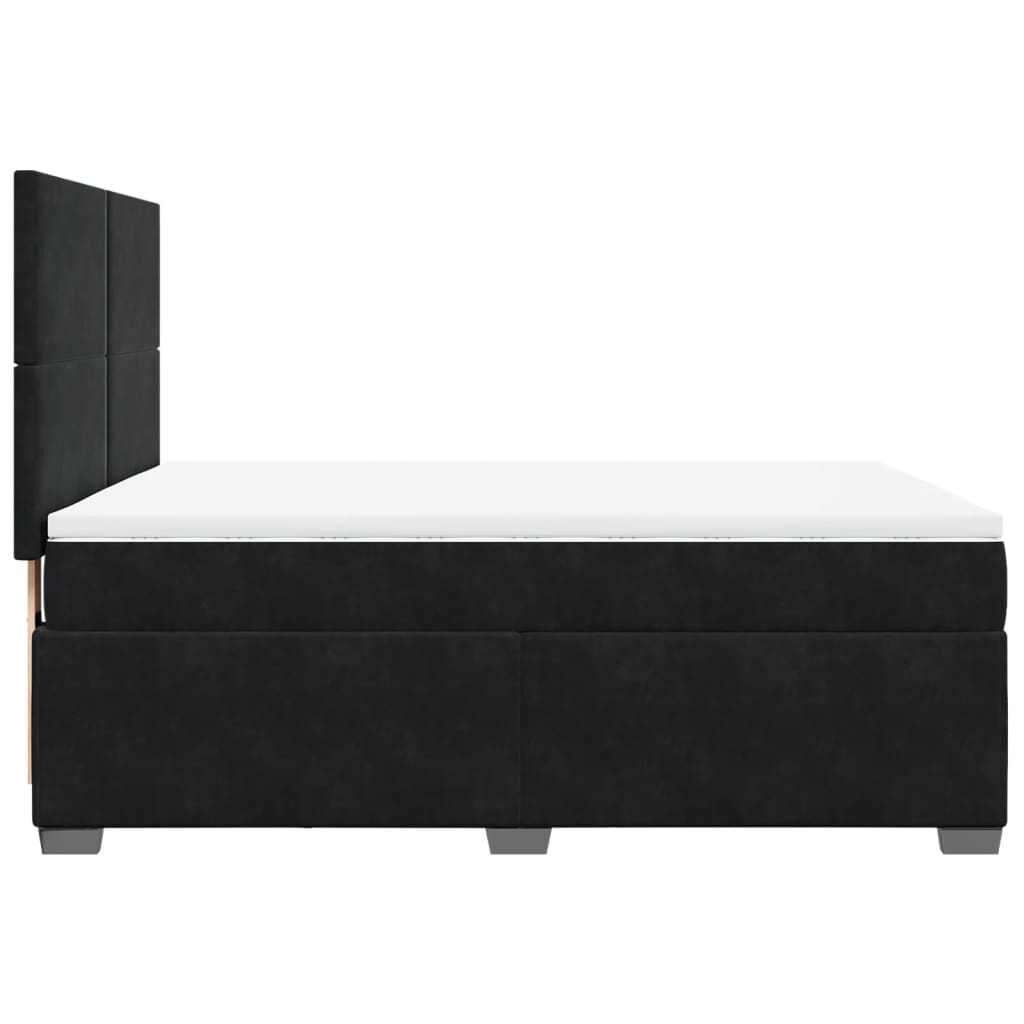 Box Spring Bed with Mattress Black 140x190 cm Velvet