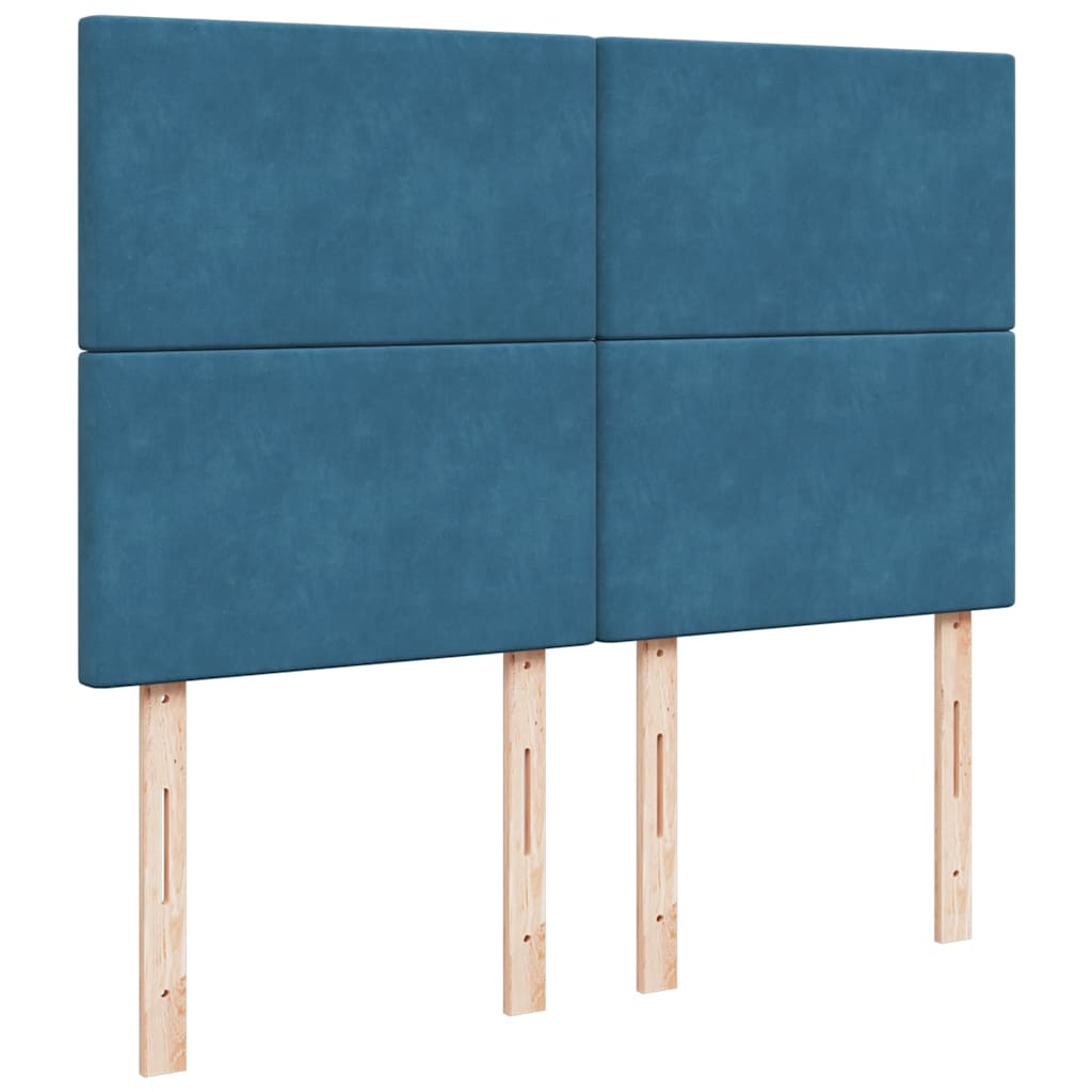 Box Spring Bed with Mattress Blue 140x190 cm Velvet