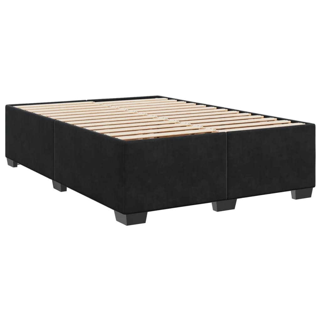 Box Spring Bed with Mattress Black 140x190 cm Velvet