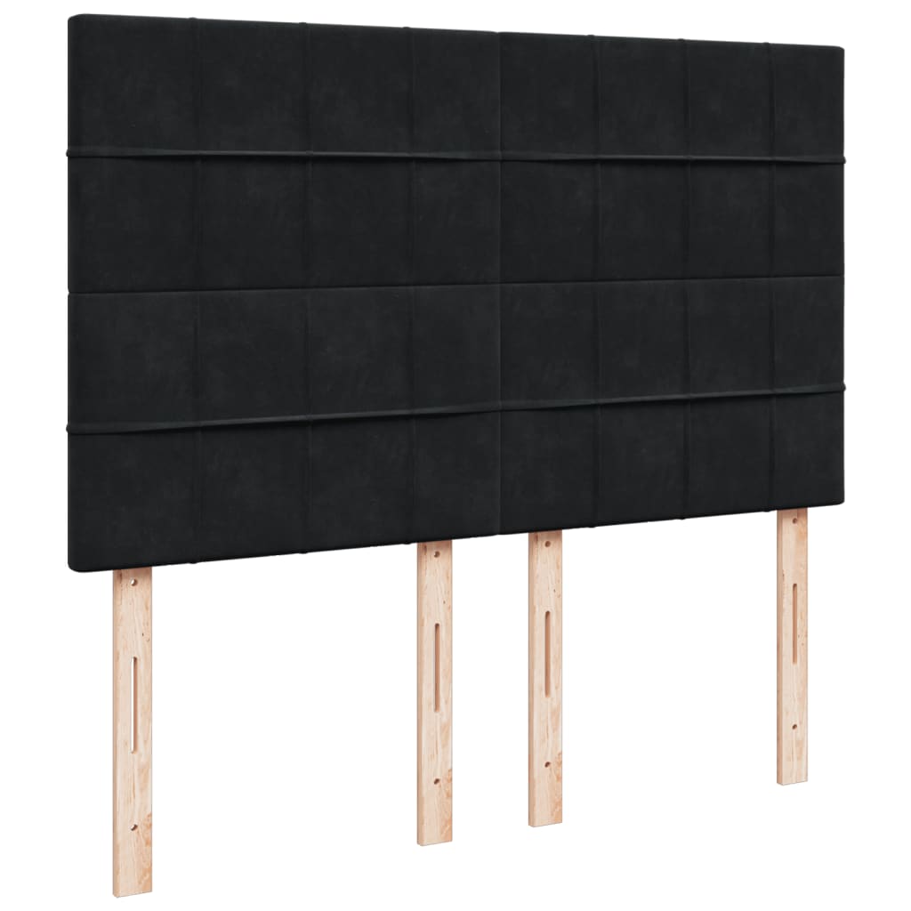 Box Spring Bed with Mattress Black 140x190 cm Velvet