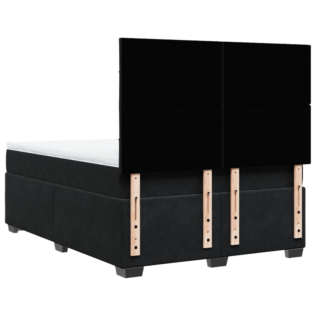 Box Spring Bed with Mattress Black 140x190 cm Velvet