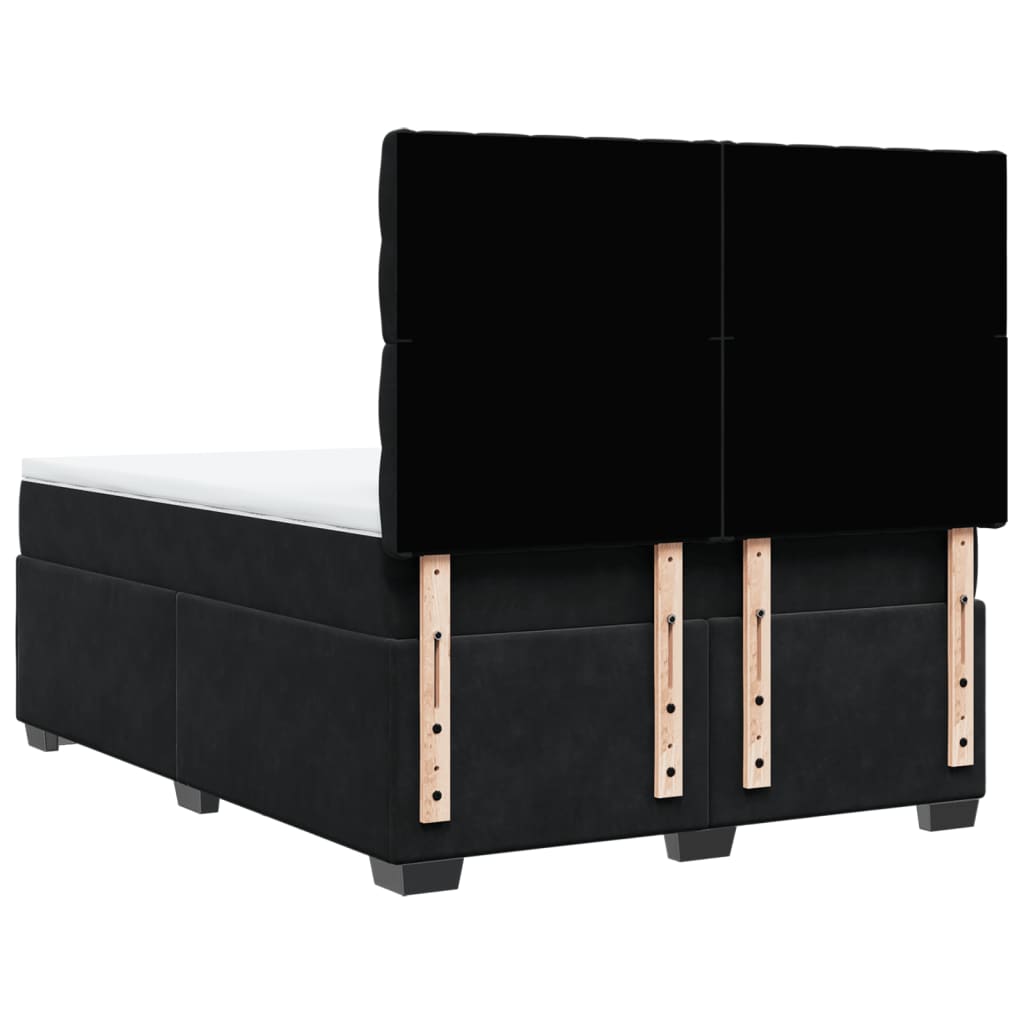 Box Spring Bed with Mattress Black 140x190 cm Velvet