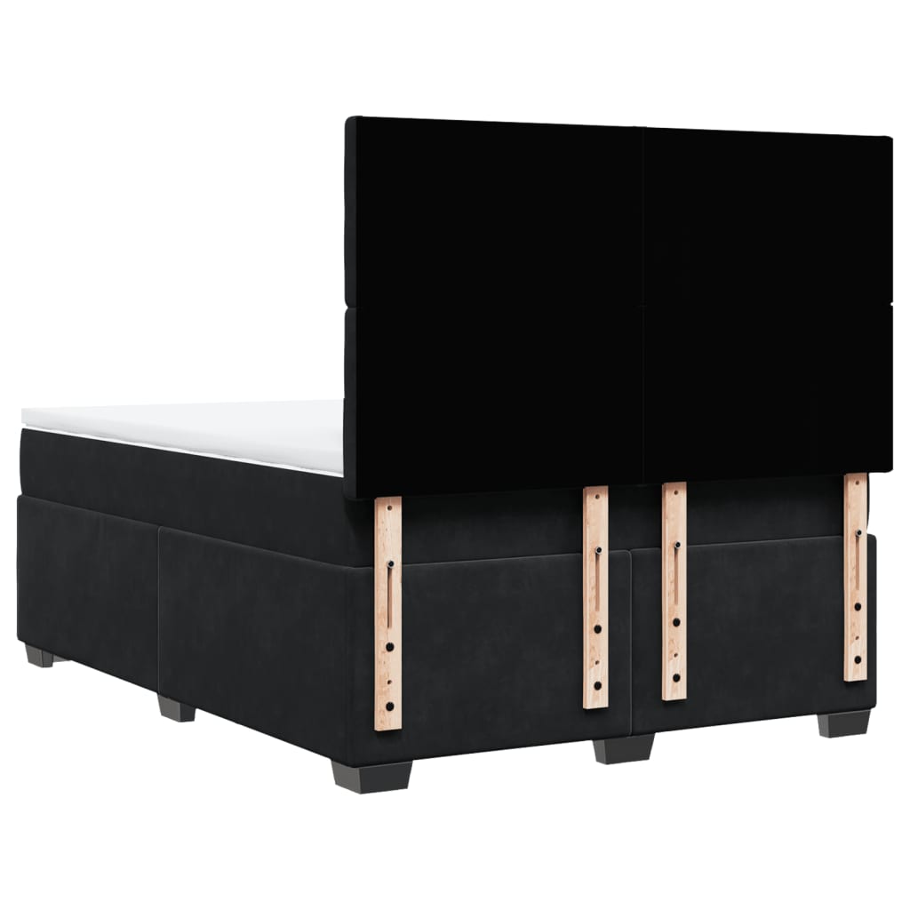 Box Spring Bed with Mattress Black 140x190 cm Velvet