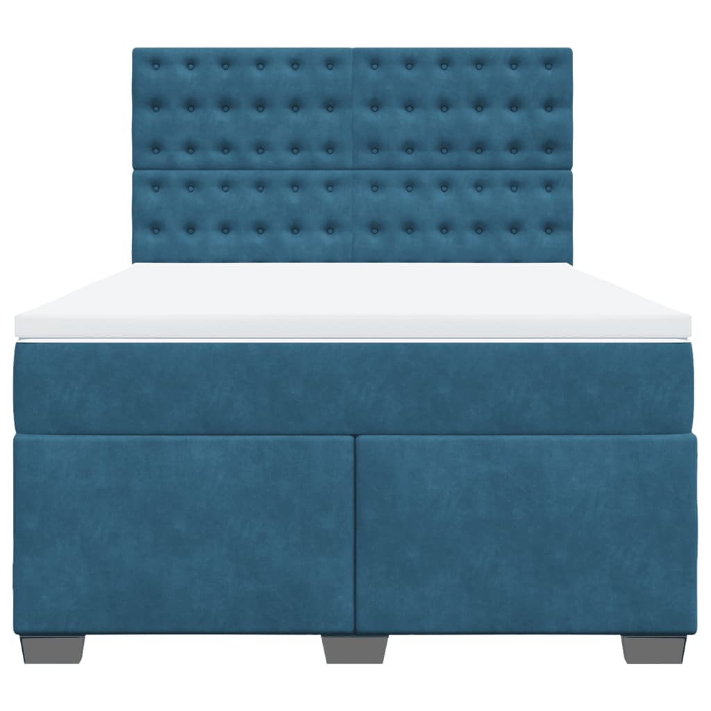 Box Spring Bed with Mattress Blue 140x190 cm Velvet