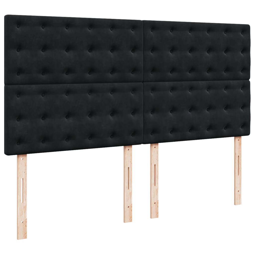Box Spring Bed with Mattress Black 200x200 cm Velvet