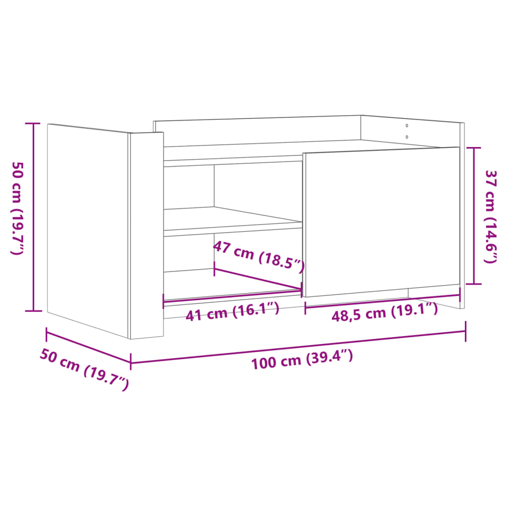 Coffee Table Grey Sonoma 100x50x50 cm Engineered Wood