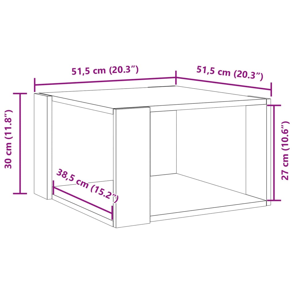 Coffee Table Smoked Oak 51.5x51.5x30 cm Engineered Wood