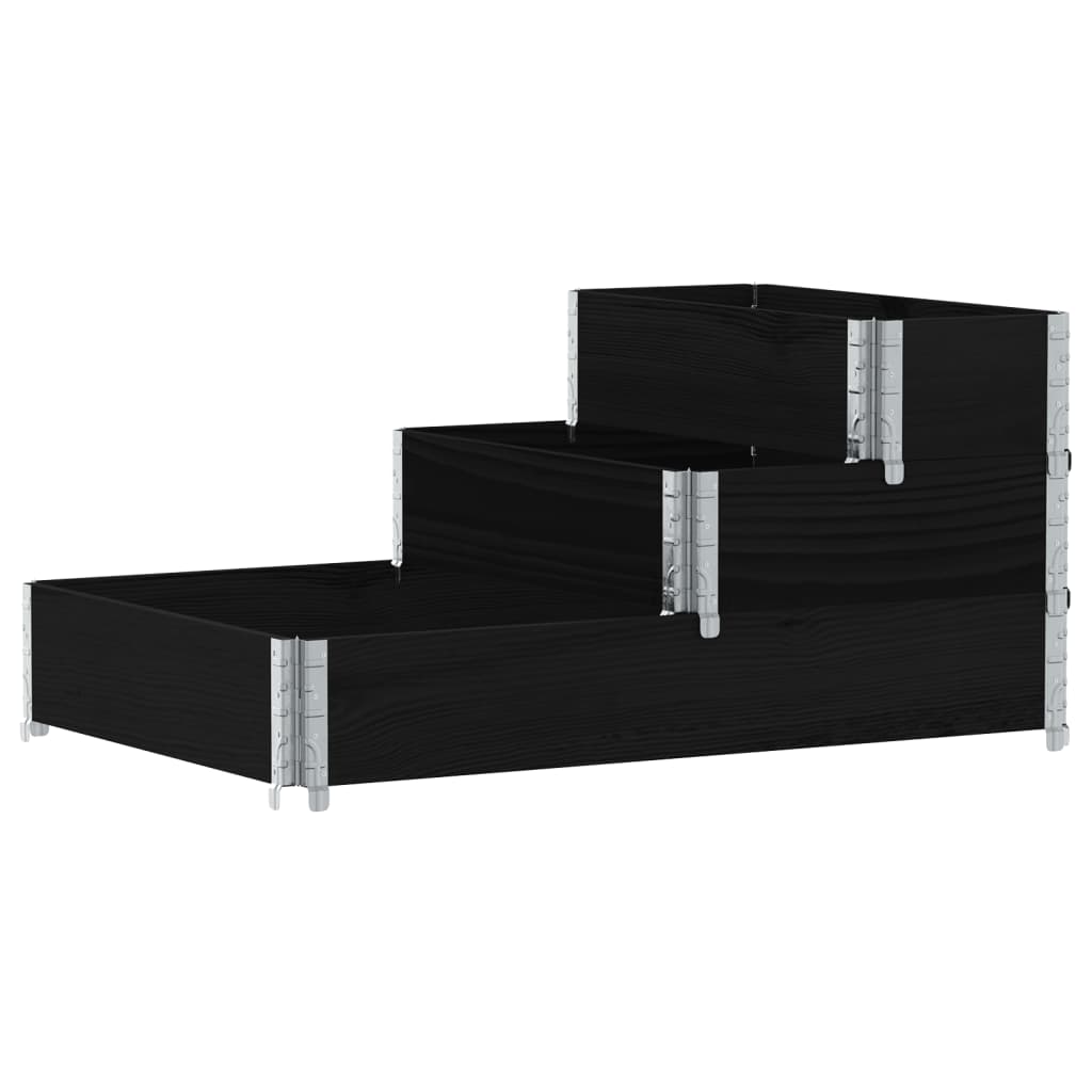 3-Tier Raised Bed Black 120x80 cm Solid Wood Pine
