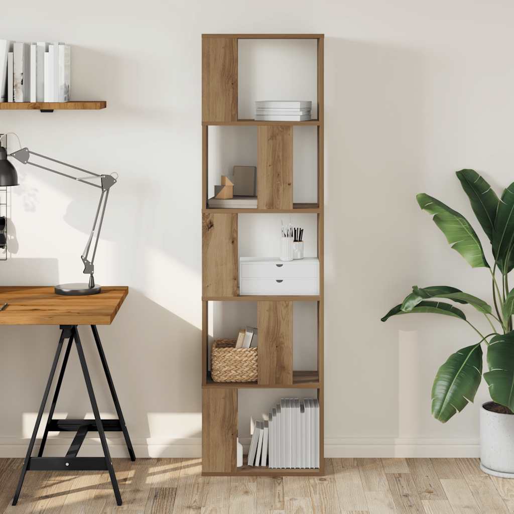 Bookcase 5-Tier Artisian Oak 45x23.5x162.5 cm Engineered Wood