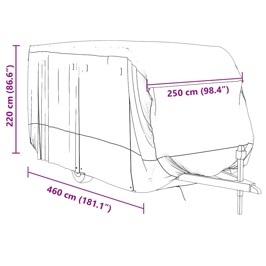 Caravan Cover Grey 460x250x220 cm Non-woven Fabric