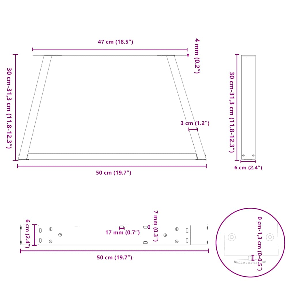 Coffee Table Legs V-Shape 2 pcs Anthracite 50x(30-31.3) cm Steel