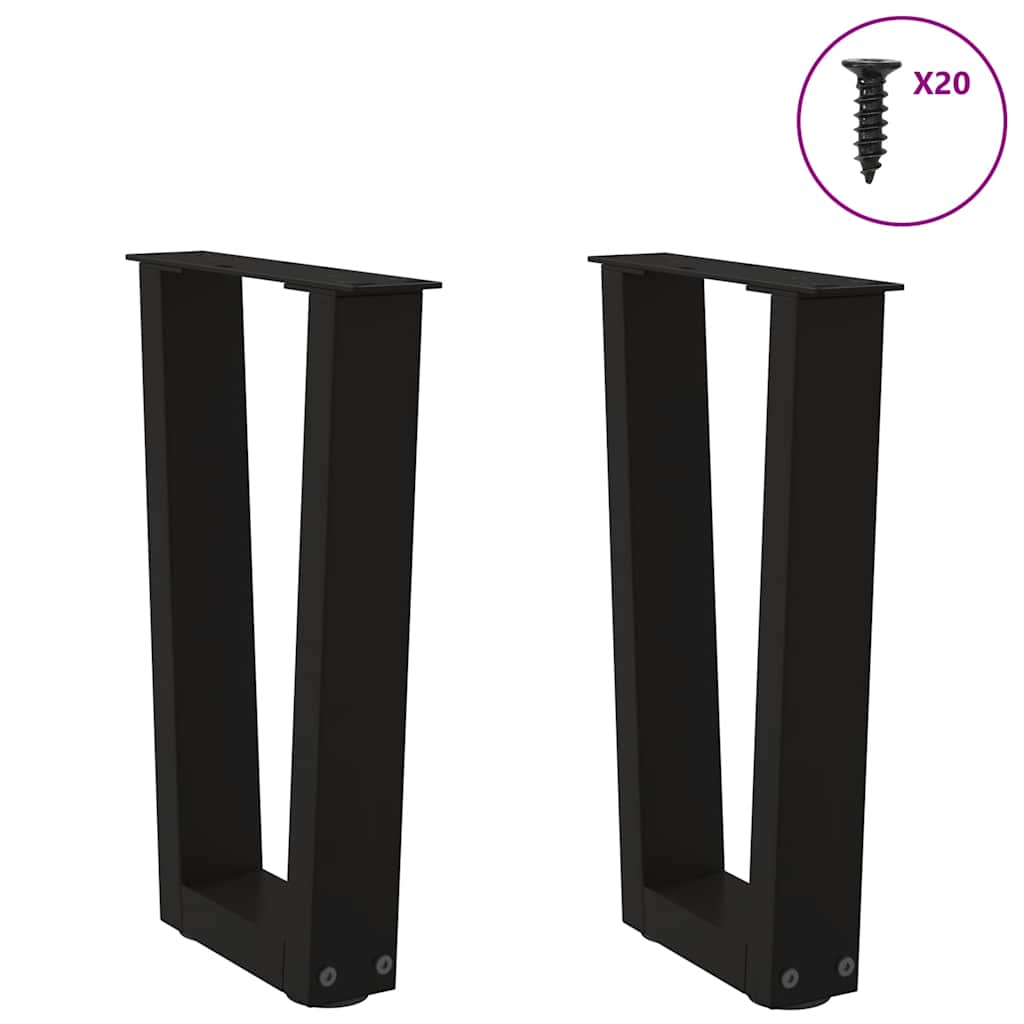 Coffee Table Legs V-Shape 2 pcs Black 38x(42-43.3) cm Steel