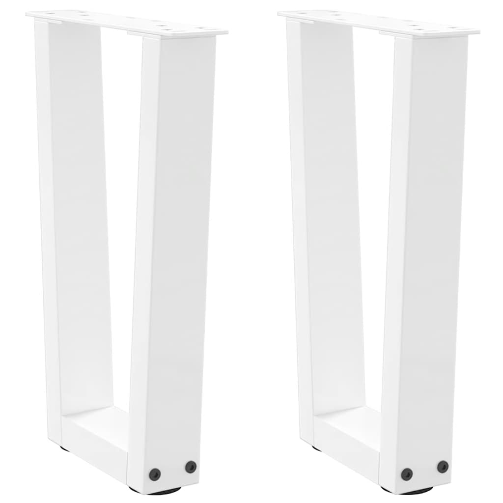 Coffee Table Legs V-Shape 2 pcs White 38x(42-43.3) cm Steel