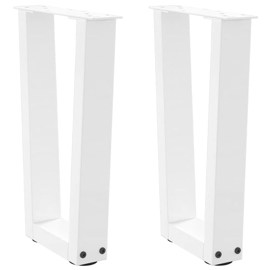 Coffee Table Legs V-Shape 2 pcs White 38x(42-43.3) cm Steel