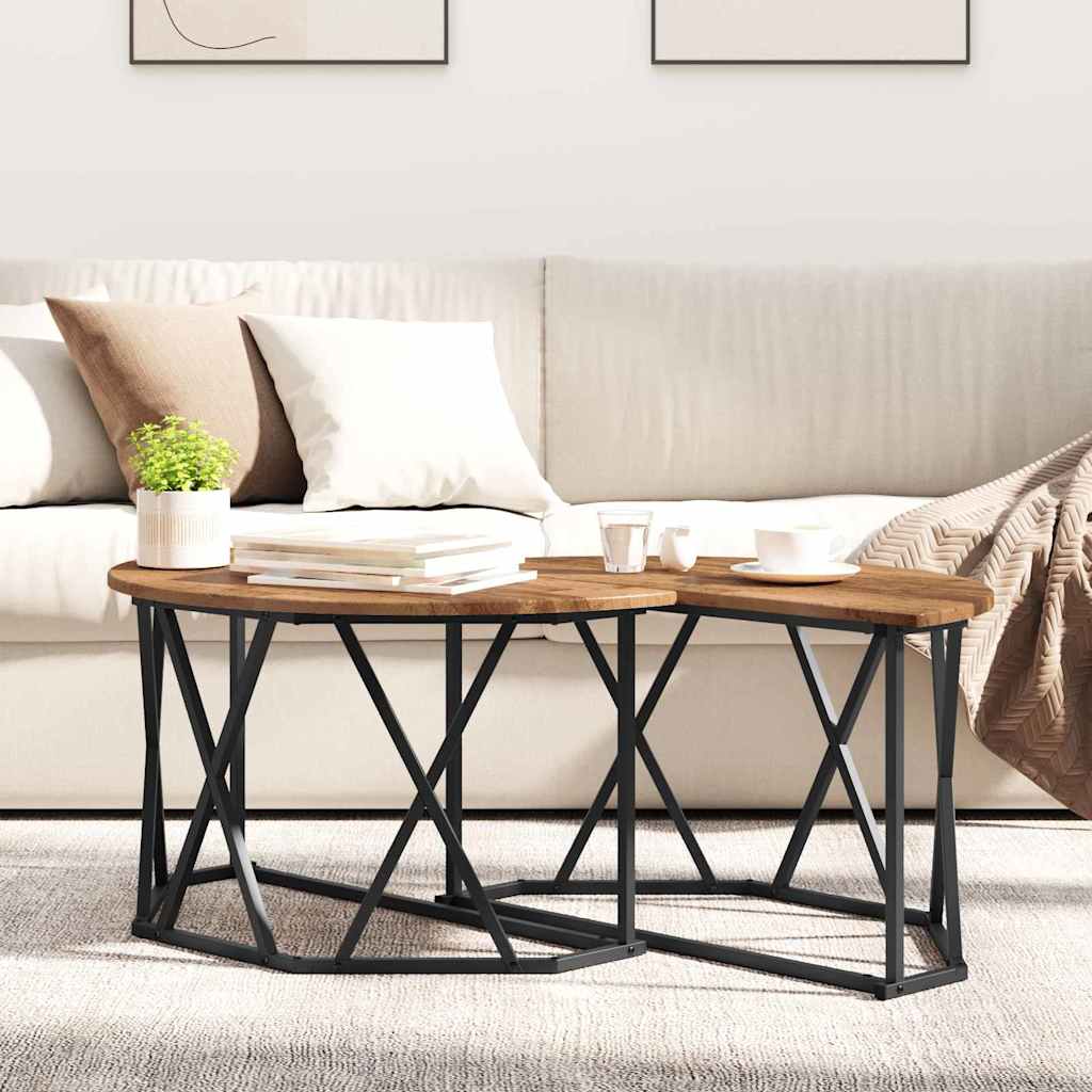 Coffee Table Old wood 80 x 80 x 42 cm Engineered wood and steel