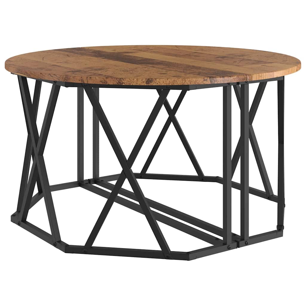 Coffee Table Old wood 80 x 80 x 42 cm Engineered wood and steel