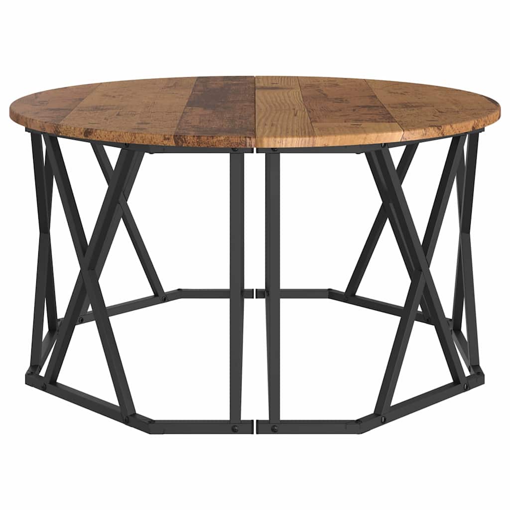 Coffee Table Old wood 80 x 80 x 42 cm Engineered wood and steel