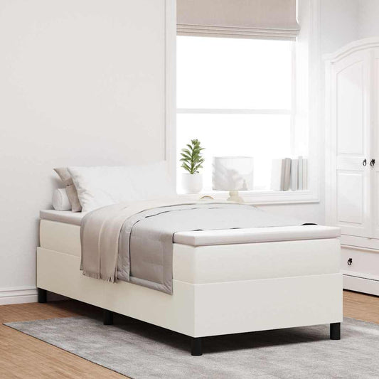 Box Spring Bed Cream 100 x 200 cm Corduroy fabric
