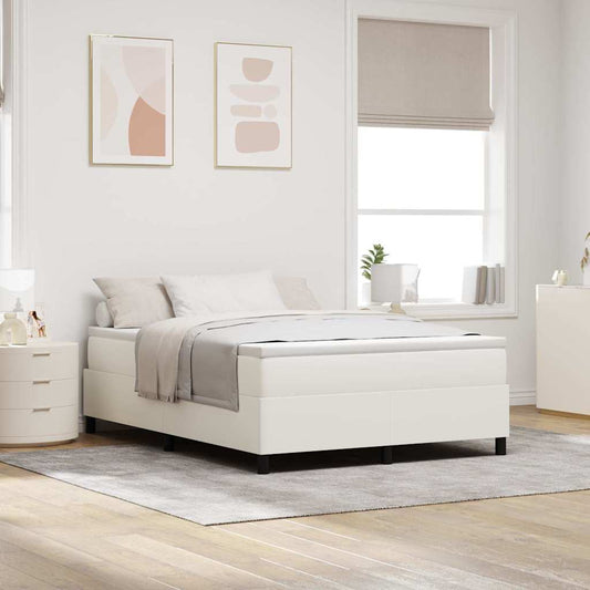 Box Spring Bed Cream 140 x 200 cm Corduroy fabric