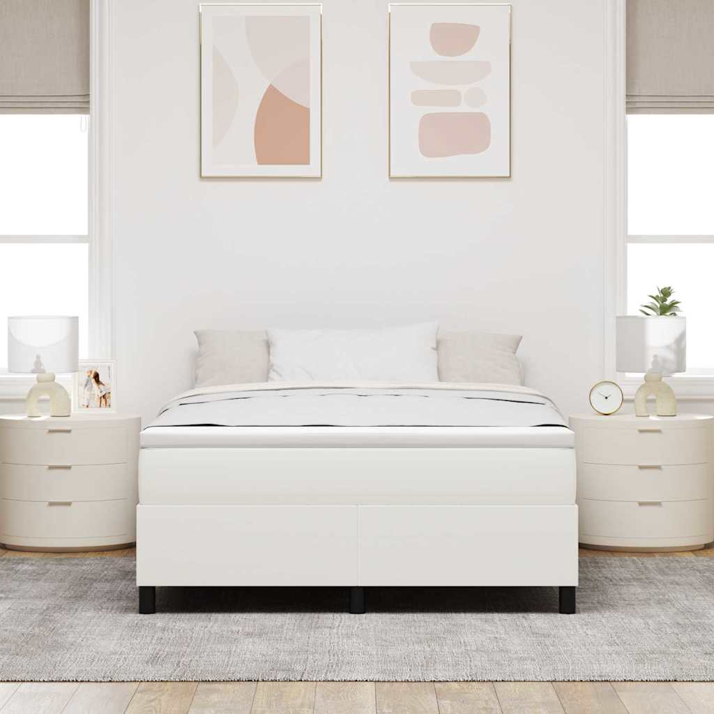 Box Spring Bed Cream 140 x 200 cm Corduroy fabric