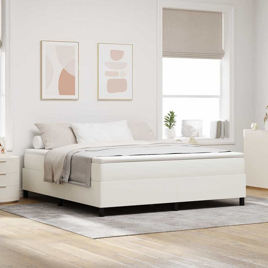 Box Spring Bed Cream 180 x 200 cm Corduroy fabric