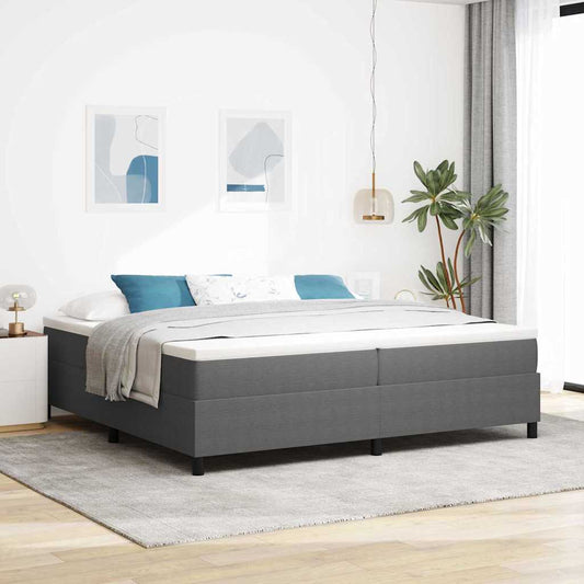 Box Spring Bed Light grey 200 x 200 cm Corduroy fabric