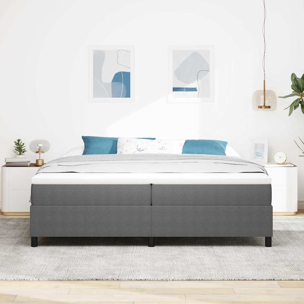 Box Spring Bed Light grey 200 x 200 cm Corduroy fabric