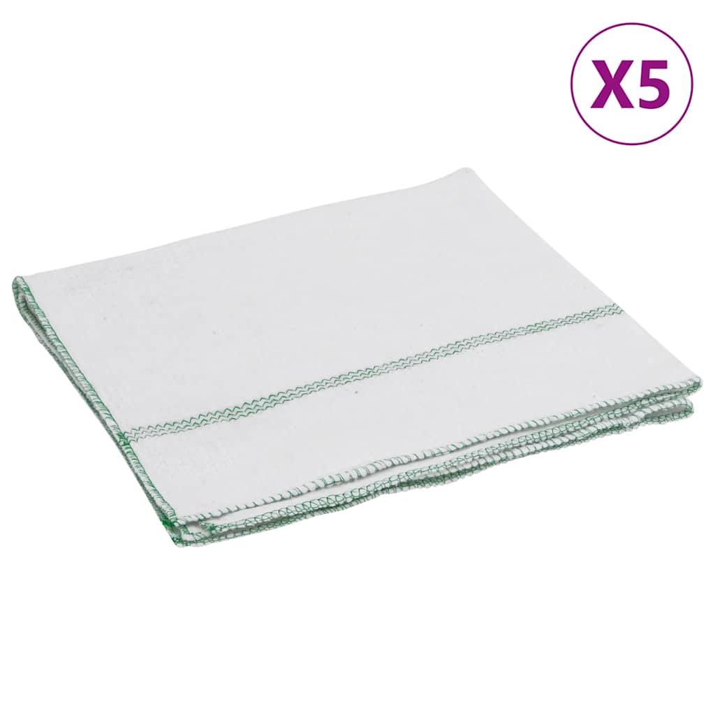 Cleaning Cloths 5 pcs White with Green Stripes 50x60 cm