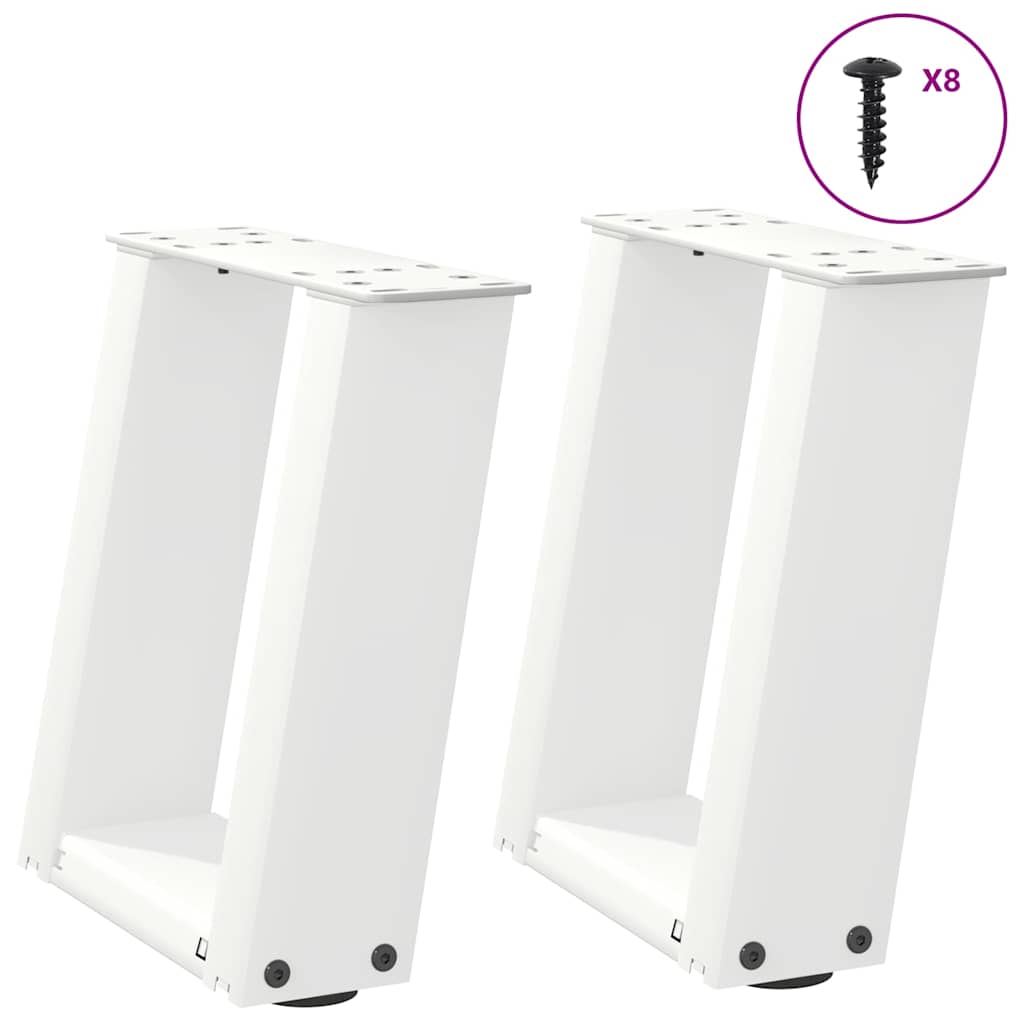 Coffee Table Legs U-Shaped 2 pcs White 30x(30-31) cm Steel