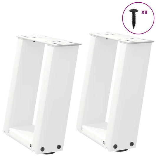 Coffee Table Legs U-Shaped 2 pcs White 30x(30-31) cm Steel