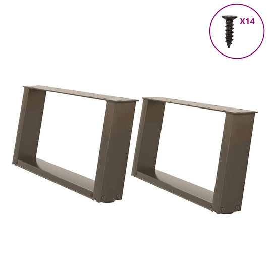 Coffee Table Legs U-Shaped 2 pcs Natural Steel 60x(30-31) cm Steel