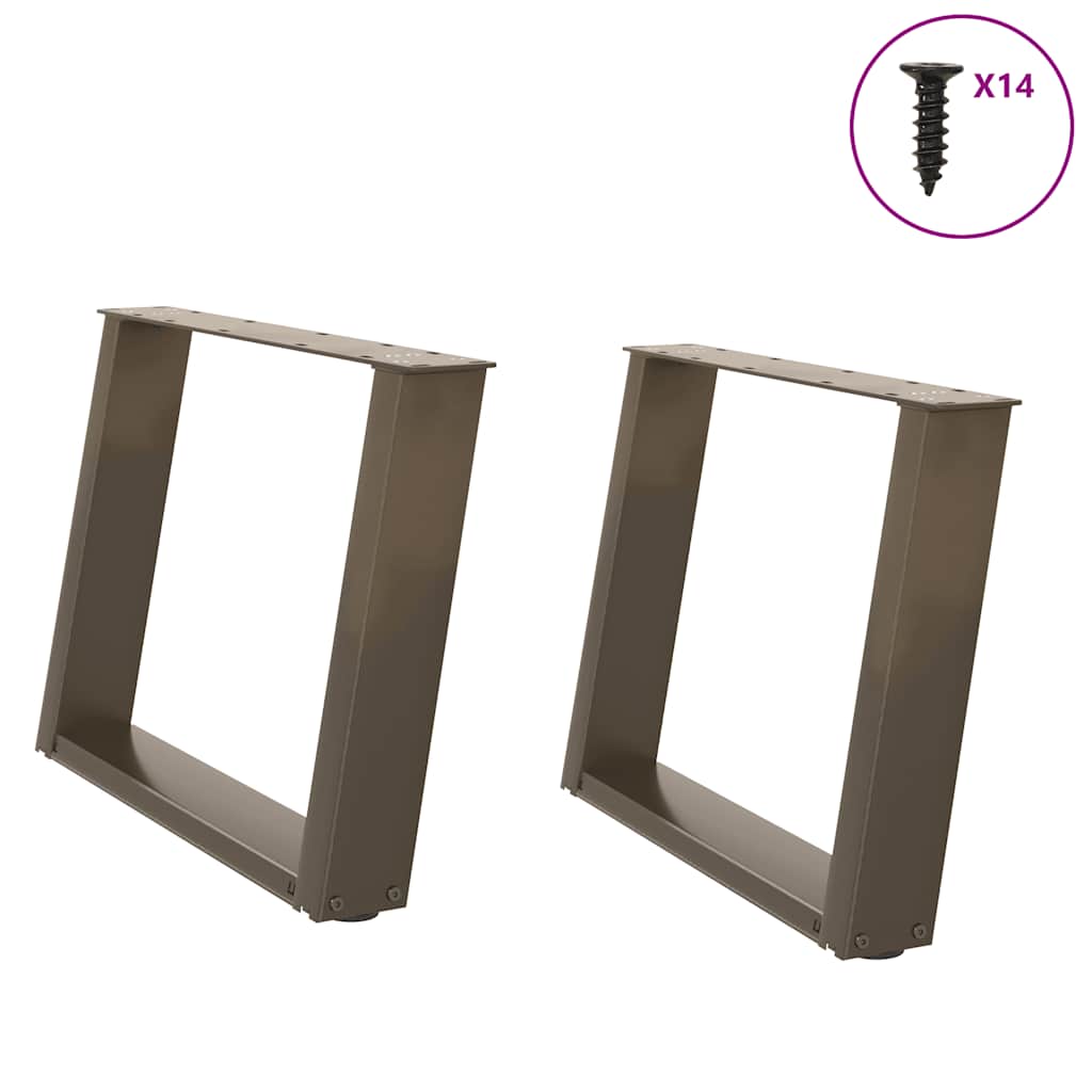 Coffee Table Legs U-Shaped 2 pcs Natural Steel 60x(42-43) cm Steel