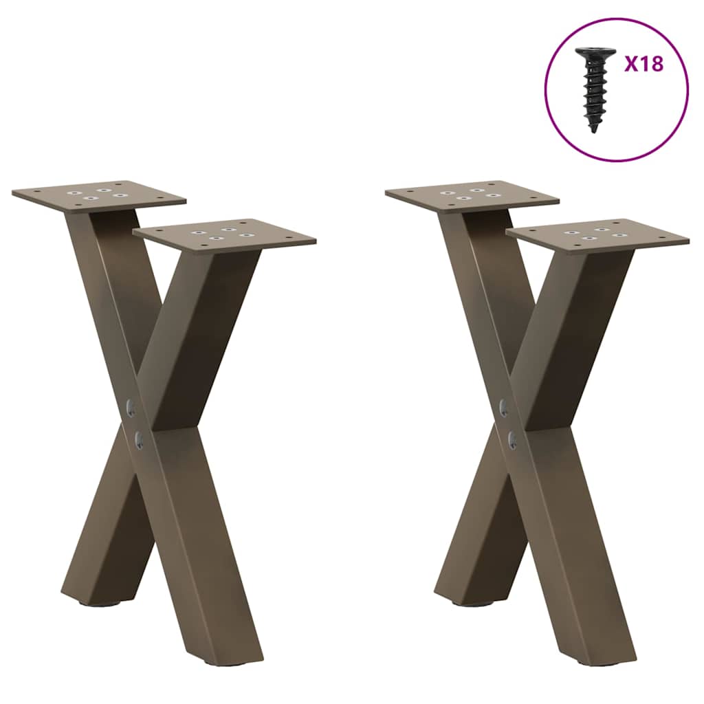 Coffee Table Legs X-Shaped 2 pcs Natural Steel 37x(30-31) cm Steel