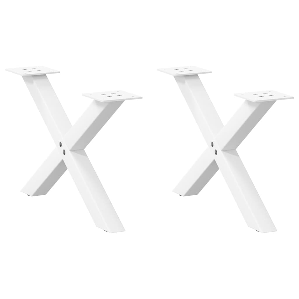 Coffee Table Legs X-Shaped 2 pcs White 60x(30-31) cm Steel