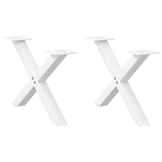 Coffee Table Legs X-Shaped 2 pcs White 60x(30-31) cm Steel