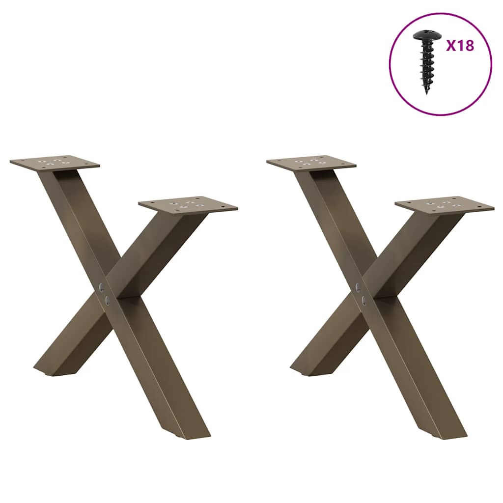 Coffee Table Legs X-Shaped 2 pcs Natural Steel 60x(30-31) cm Steel