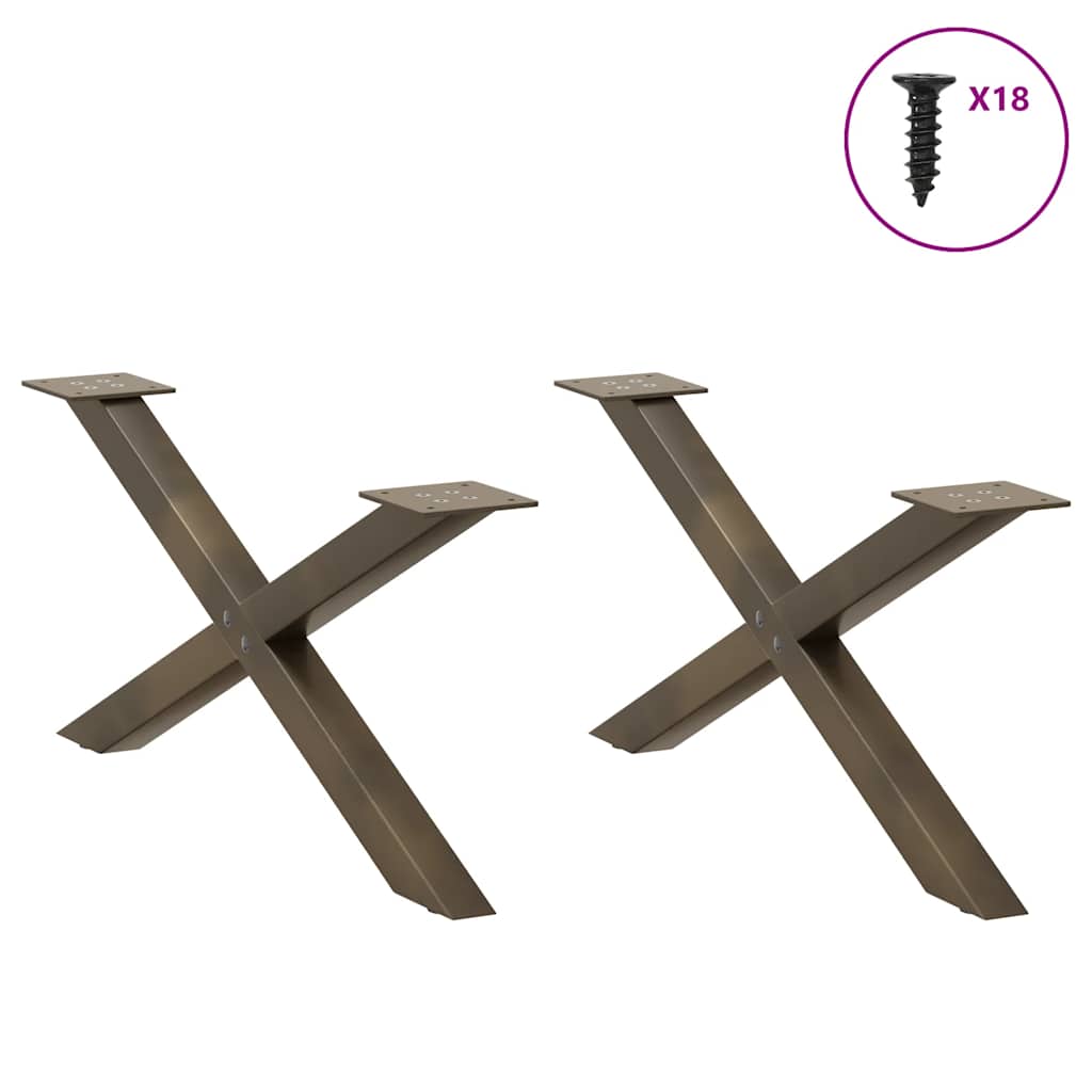 Coffee Table Legs X-Shaped 2 pcs Natural Steel 70x(30-31) cm Steel
