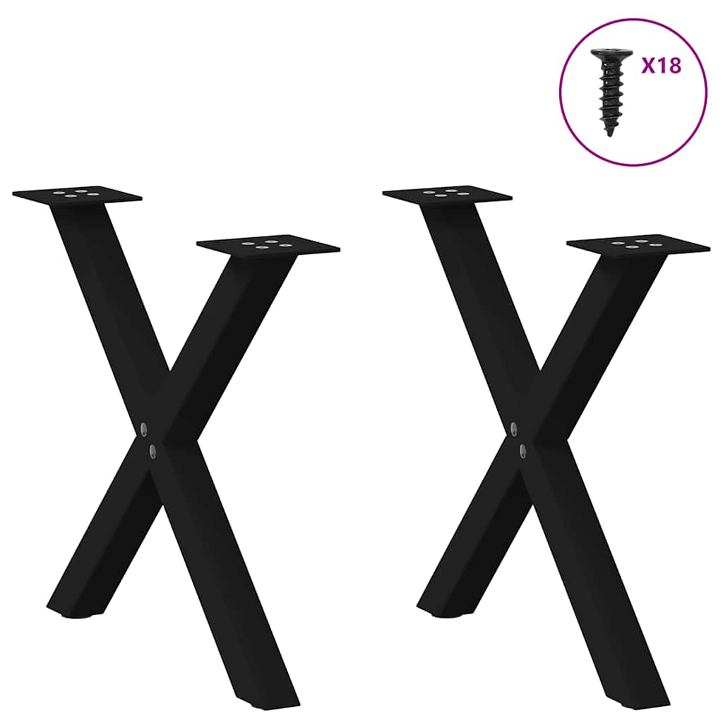 Coffee Table Legs X-Shaped 2 pcs Black 50x(42-43) cm Steel