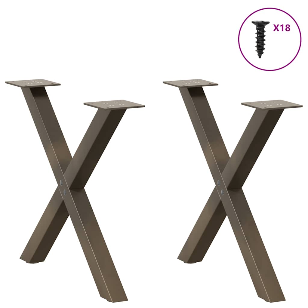 Coffee Table Legs X-Shaped 2 pcs Natural Steel 50x(42-43) cm Steel