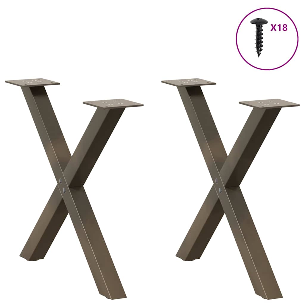 Coffee Table Legs X-Shaped 2 pcs Natural Steel 60x(42-43) cm Steel