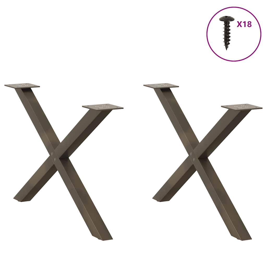 Coffee Table Legs X-Shaped 2 pcs Natural Steel 70x(42-43) cm Steel