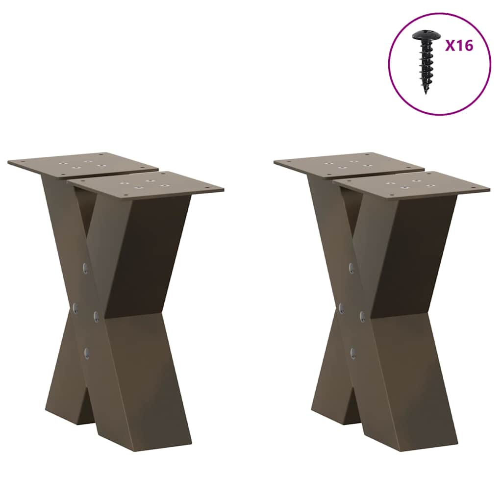 Coffee Table Legs X-Shaped 2 pcs Natural Steel 30x(30-31) cm Steel