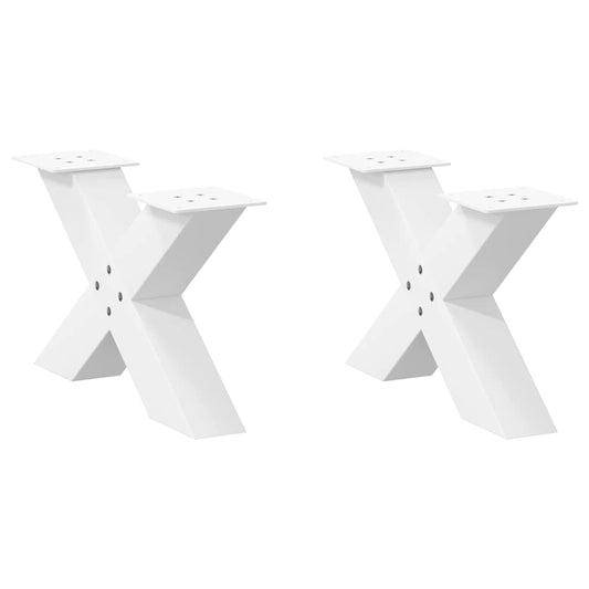 Coffee Table Legs X-Shaped 2 pcs White 50x(30-31) cm Steel