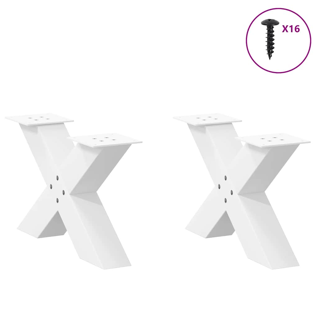 Coffee Table Legs X-Shaped 2 pcs White 50x(30-31) cm Steel