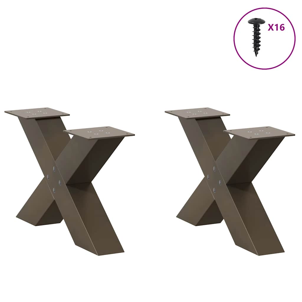 Coffee Table Legs X-Shaped 2 pcs Natural Steel 50x(30-31) cm Steel