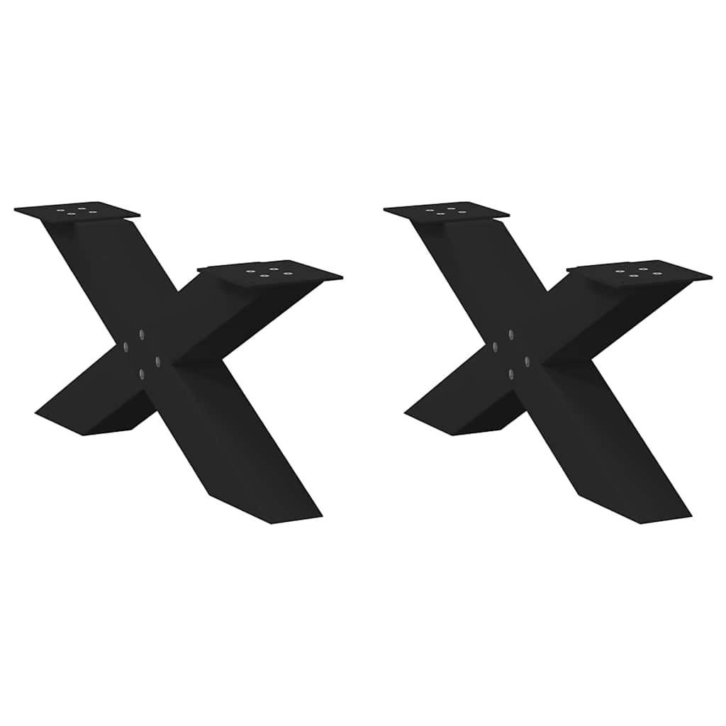 Coffee Table Legs X-Shaped 2 pcs Black 70x(30-31) cm Steel