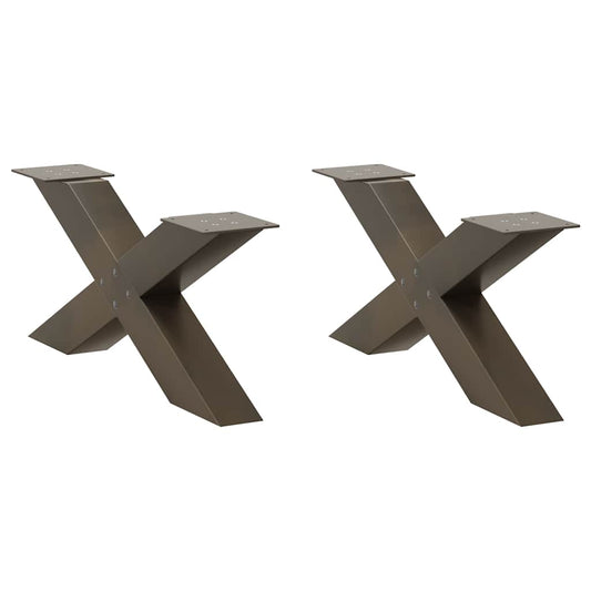 Coffee Table Legs X-Shaped 2 pcs Natural Steel 70x(30-31) cm Steel