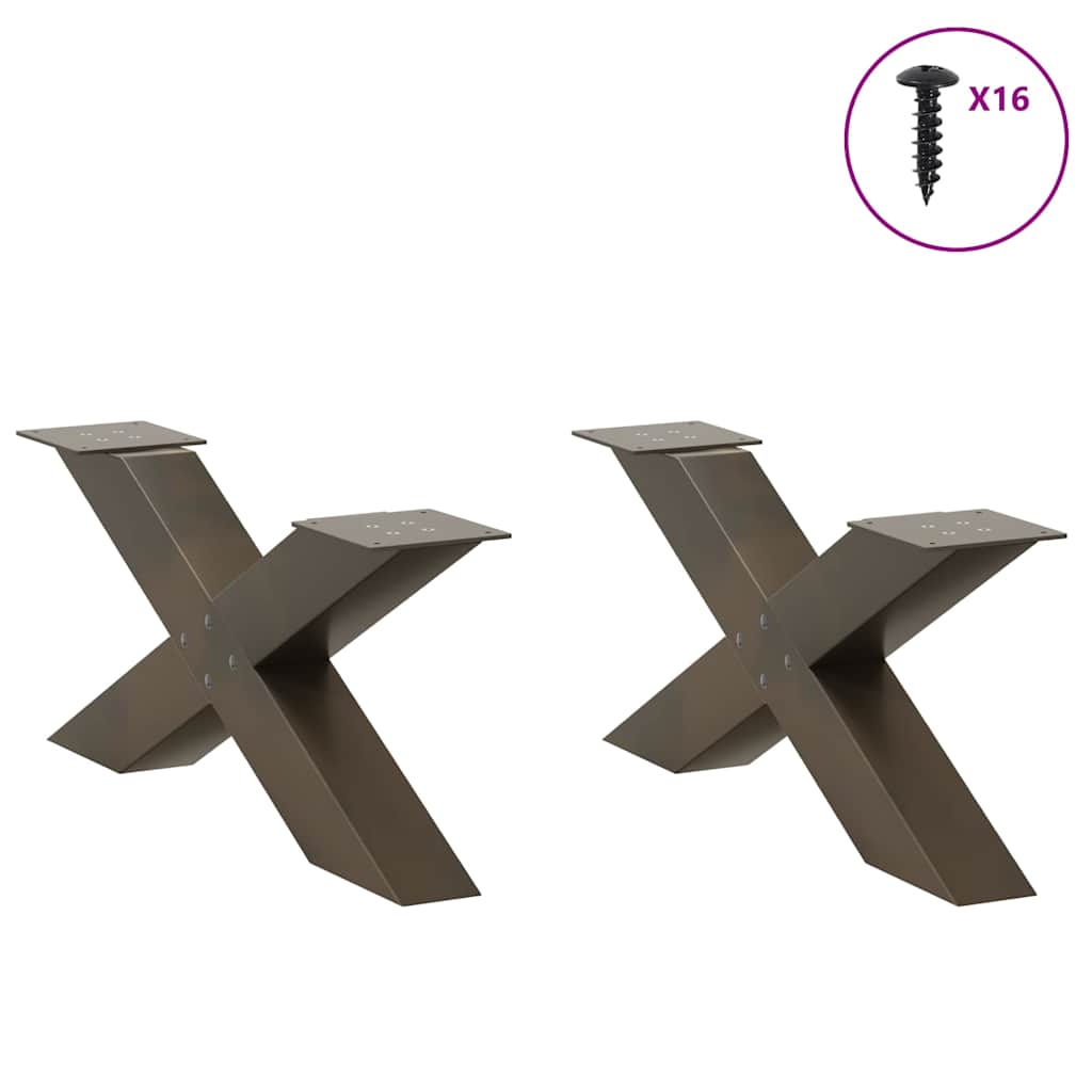 Coffee Table Legs X-Shaped 2 pcs Natural Steel 70x(30-31) cm Steel