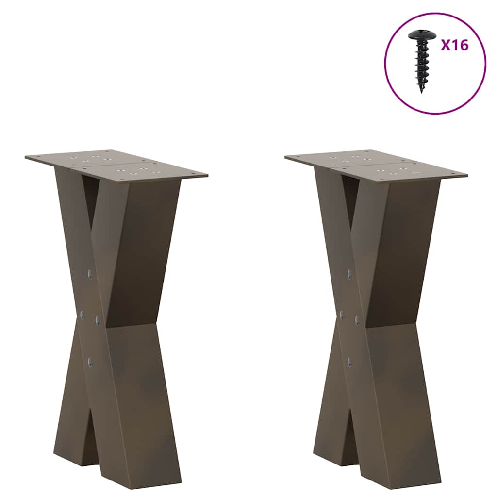 Coffee Table Legs X-Shaped 2 pcs Natural Steel 28x(42-43) cm Steel