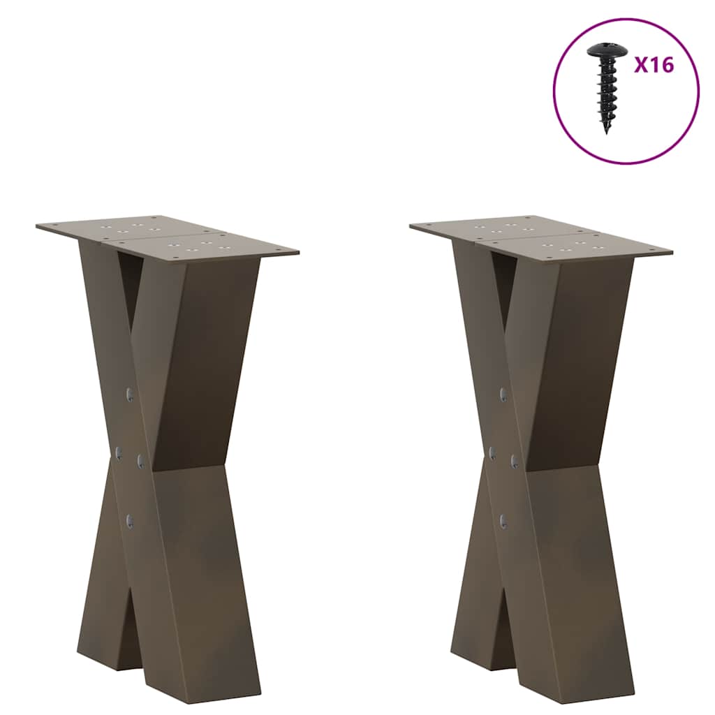 Coffee Table Legs X-Shaped 2 pcs Natural Steel 38x(42-43) cm Steel